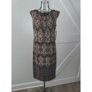 NWT Women's Fit and Flare Sleeveless‎ Dress Light Brown Faux Suede Size 8